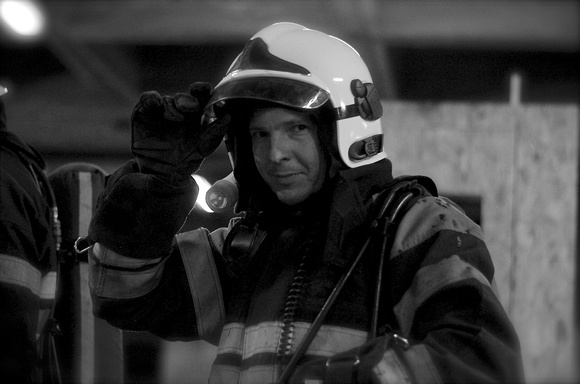 Firefighter with Gallet helmet