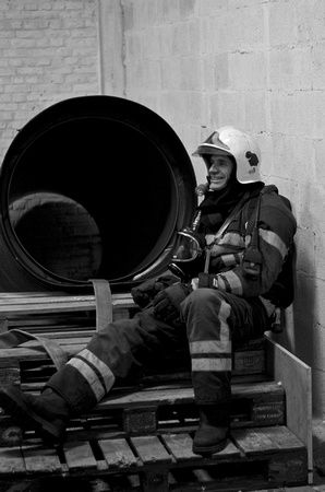 Resting firefighter.