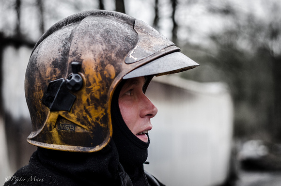 Firefighter and MSA Gallet helmet.